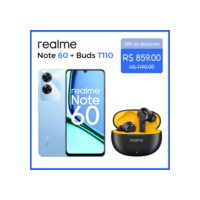 Celular Realme Note 60 Dual SIM 3GB RAM/64GB ROM + Fones de Ouvido Realme À Prova D'água IPX5 Com Cancelamento De Ruído