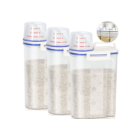 Kit 3 Pote Hermético Multiuso Cereais Arroz Bico Copo Dosador Armazenamento com Bico Copo Medidor 2L
