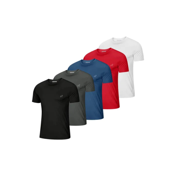 Kit 5 Camisetas Parvori Dry Fit Academia Esportes - Slim Fit