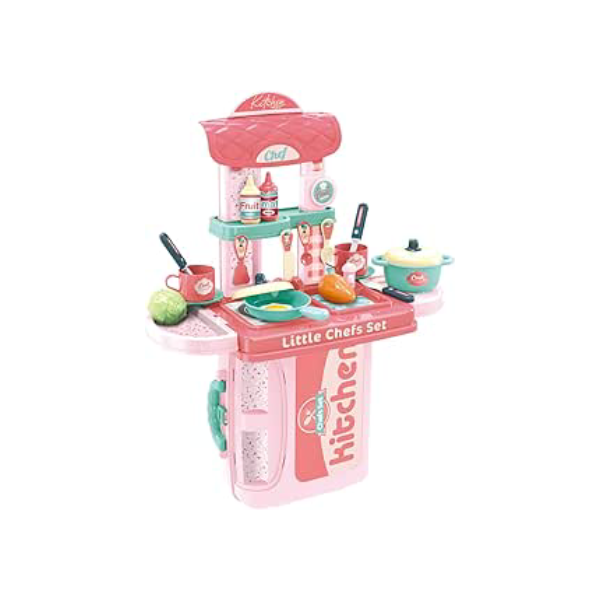 Replay Kids Bancada Maleta Cozinha Infantil Top Kitchen 3 em 1 Brinquedo Com Acessórios Rosa
