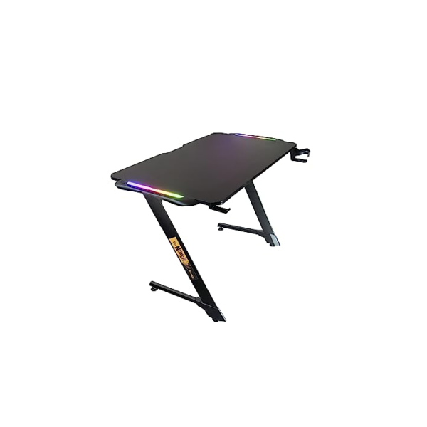 Mesa Gamer Nuker LED RGB com Mouse Pad, Organizador de fios Suporte de Copos até 120kg em Carbono - BRIGHT MG001