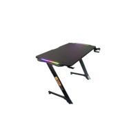 Mesa Gamer Nuker LED RGB com Mouse Pad, Organizador de fios Suporte de Copos até 120kg em Carbono - BRIGHT MG001