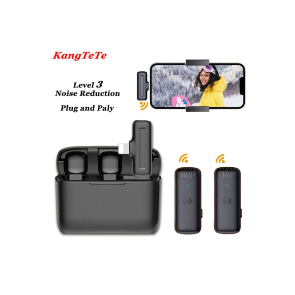 Microfone lapela sem fio portátil com caixa de carregamento, redução de ruído, Mini, áudio, vídeo, gravação, Android