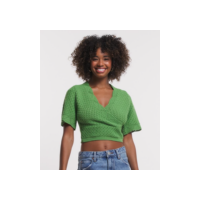 Blusa em Tricô com Decote Transpassado e Textura Verde
