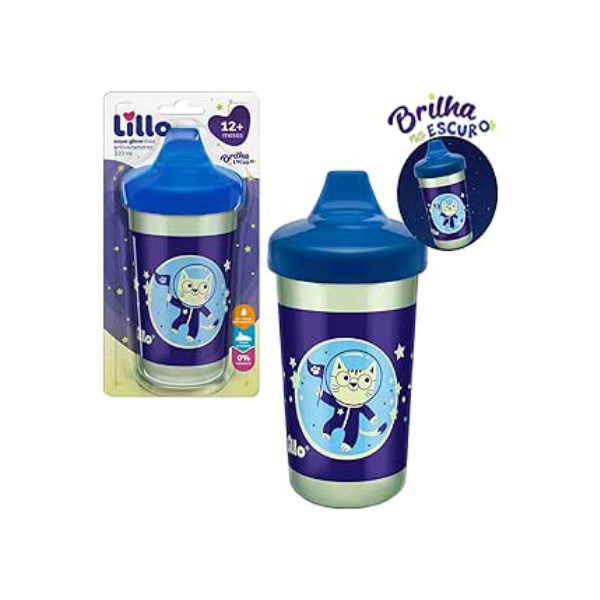 Lillo Copo Antivazamento Max Brilha No Escuro 320Ml - Azul
