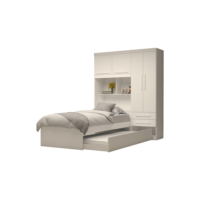 Guarda-Roupa Solteiro Escócia 4 Portas com Cama Auxiliar 100% MDF - Linha Mobília