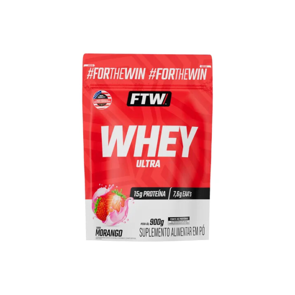 Whey Concentrado Ultra Protein Refil 900g Sabor Morango - FTW