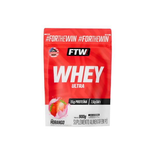 Whey Concentrado Ultra Protein Refil 900g Sabor Morango - FTW
