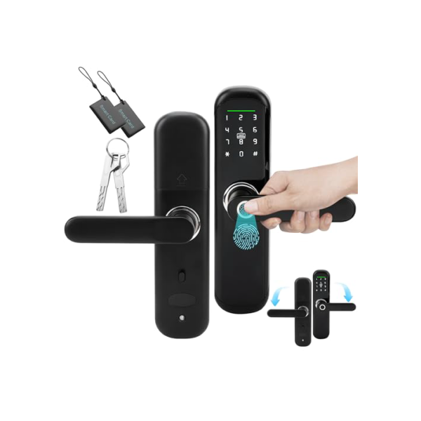 Fechadura ElectróNica Inteligente Da Porta, 4 Maneiras De Abrir A Porta, Abertura De ImpressãO Digital, Abertura De CartãO Ic, Abertura De Senha, Abertura De Chave, Adequado Para A Maioria Das Portas