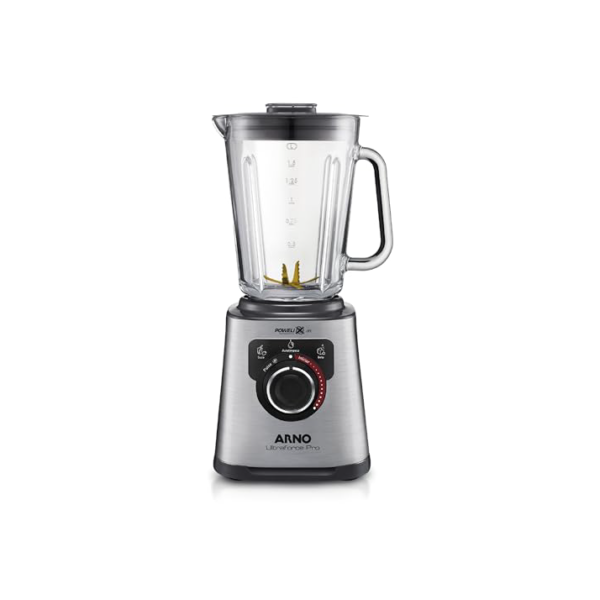 Liquidificador Arno Ultraforce Pro 1100W LN93, com App de Receitas, 6 Lâminas Powelix Life, Jarra de Vidro 2L, Resistente a Choque Térmico e Corpo Inox, Tecnologia Limpa Fácil, 220V