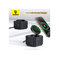 Baseus usb c hub carregador magnético sem fio qi2 15w para iphone 16 15 pro max hdmi 4k 60hz usb 3.1 sd tf pd 100w docking station
