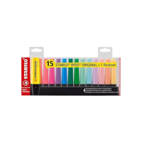 Marca Texto – STABILO BOSS ORIGINAL – Estojo com 15 unidades + Suporte de mesa – Em 15 cores
