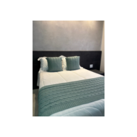 Kit Peseira Tricot Trança Cama Queen King Casal + 2 Capas Almofada Decorativa Sofá  FI