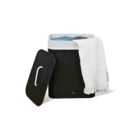 Cesto De Roupa Suja De Bambu Com Tampa E Alças 50 Litros