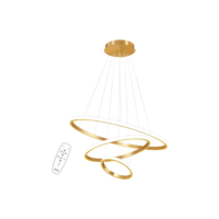 Lustre Led Moderno 89w Pendente 3 Anéis C/ Controle 3 Cores