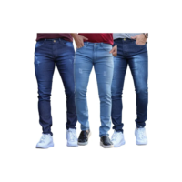 Kit 3 Calças Jeans Plus Size Masculina Skinny Lycra Elastano