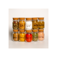 Kit 10 Potes de Tempero 200ml + Cartela De Temperos com 42 Adesivos | Porta Tempero de Vidro