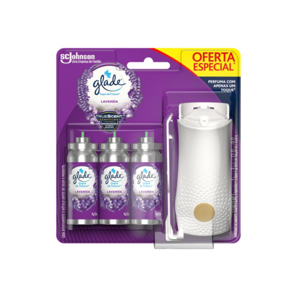 Glade Aromatizador de Ambiente, Lavanda, 1 Aparelho Spray e 3 Refis 12ml cada