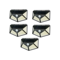 Kit C/5 Luminária Solar 100 Leds Sem Fio à Prova D' Água Externa 3 Modos