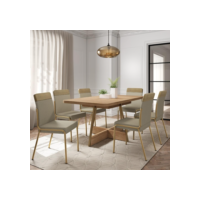 Conjunto Sala de Jantar 6 Cadeiras Paris Carraro Carvalho Dourado