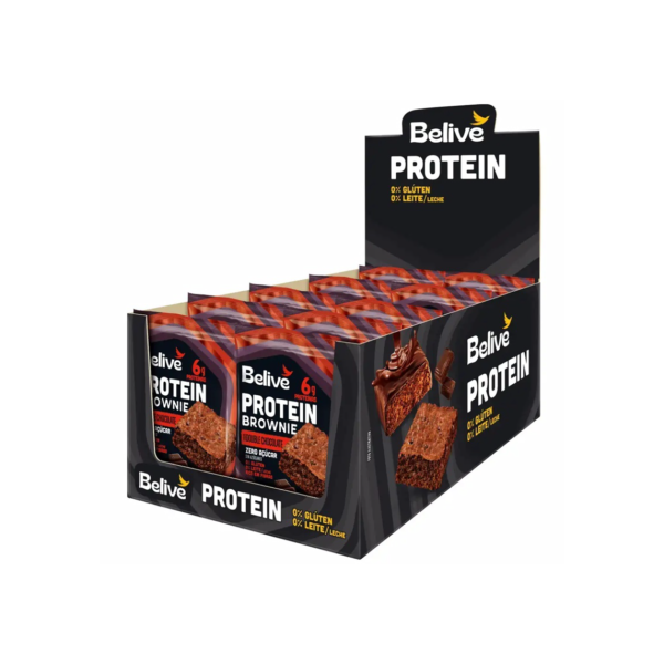 Caixa com 10 Brownies Protein Double Chocolate Sem Açúcar Sem Lactose - Belive