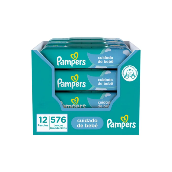 Lenços Umedecidos Pampers, Cuidado de bebê 12 pacotes em total 576 Unidades