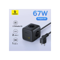Baseus 67w carregador power strip 3ac tomada USB-C carregamento rápido para notebook 6 em 1 estação de desktop para iphone samsung xiaomi