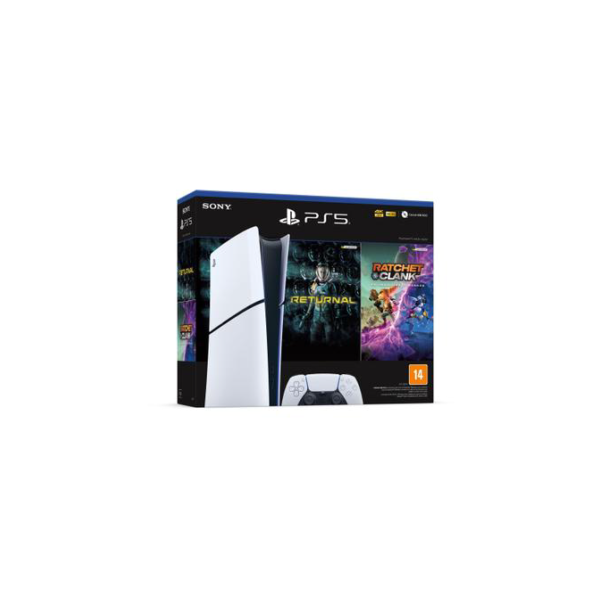 Console PlayStation 5 Digital Slim Branco 1TB + Returnal e Ratchet e Clank + Controle Sem Fio Dualsense Branco - SONY