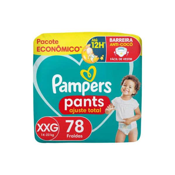 Fralda Pampers Pants Ajuste Total Tamanho XXG, 78 Unidades