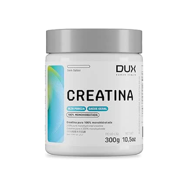 Creatina Monohidratada Sem Sabor - Pote 300g - Suplementação Treino Academia, Ganho Muscular Hipertrofia, Força Energia Resistência, Suplementos Naturais - DUX HUMAN HEALTH