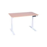Mesa Office KABUM! TECH DT900, Branca E Madeira, Regulagem De Altura Automática , Memorização 4 Usuários, Anti Esmagamento - KTDT900BRMN