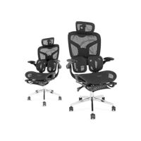 Cadeiras de Escritório Ergonômicas com Suporte Lombar, Encosto e Apoio de Cabeça Ajustávels, Tela Mesh Respirável, com Rodizios Forte, Suporta 150kg – Ideal para Home Office e Jogos（Preto）