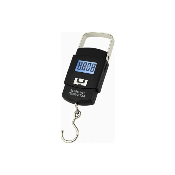Balança Digital Portátil 50kg Viagem Pescaria Malas Gancho Preto