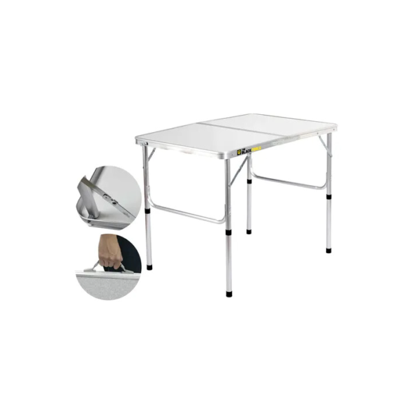 Mesa Dobrável Alumínio 90x60cm Vira Maleta Com Alça Portátil Camping Praia The Black Tools