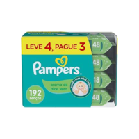 Lenços Umedecidos Pampers Aroma de Aloe Vera 192 Unidades, Pampers