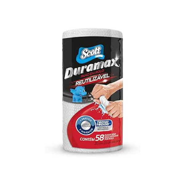 Scott Duramax Pano Reutilizável em Rolo, Branco, 58 folhas