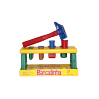 Brinquedo Bancadinha com Martelo e Pinos Geométricos Educativo, Criativo e Interativo para Crianças