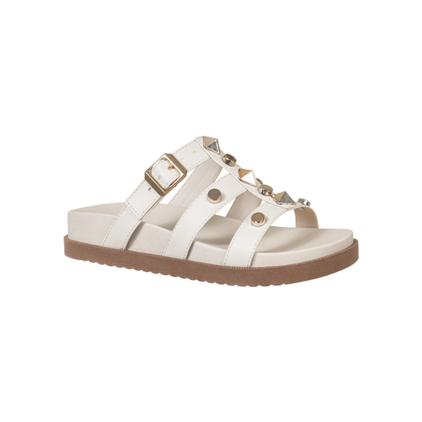 Sandália Feminina Papete Anatômica Flatform Rasteira Slide Tachas Metalizadas Confortável Moda Original GiGiL