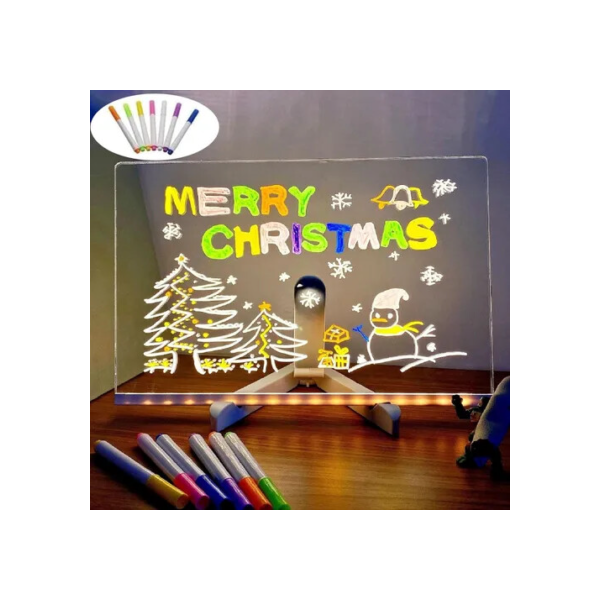 Lousa Mágica Infantil Luz Led Placas Emissoras Desenho Dourado