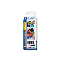 STAEDTLER Marcador Permanente Lumocolor 6 Cores - 317 C6 - Ponta Média 1.0 mm – Escreve em Quase Todas as Superfícies, Secagem Rápida, Sem Mancha, DRY SAFE, Ideal para Canhotos e Uso Diário