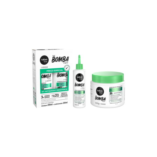 Kit SOS Bomba Antiqueda 200ml com Tônico Fortalecedor e Máscara Salon Line