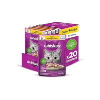 Pack Ração Úmida Whiskas Sachê Frango ao Molho para Gatos Adultos 85 g - 20 unidades