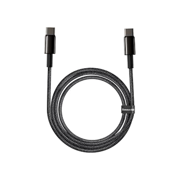 Cabo Tipo C para Tipo C Baseus Tungsten Gold 100W 2m Preto
