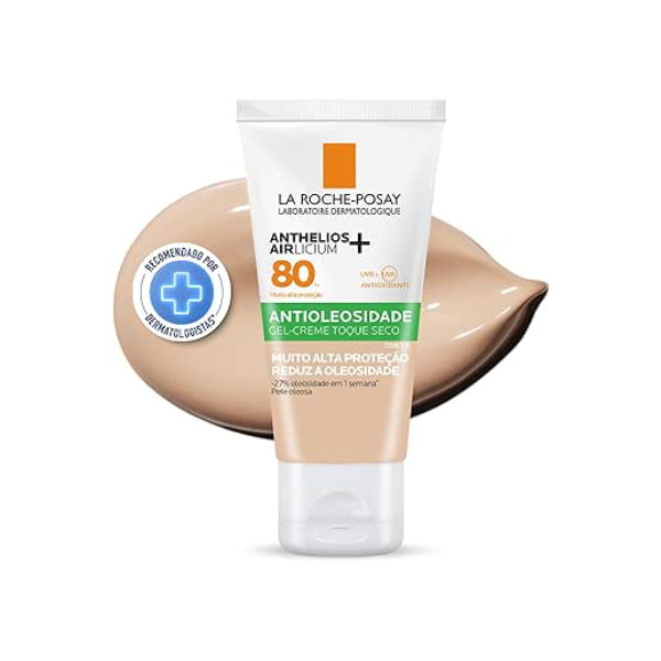 La Roche-Posay, Anthelios Airlicium, Protetor Solar Facial Antioleosidade com Cor, Controle de Oleosidade, Efeito Matte, Toque limpo, Ação anti-transferência da cor, Cobertura