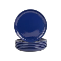 10 Strawberry Street - Prato de Salada de Linha Dupla, 21 cm, Conjunto de 6, Azul Cobalto