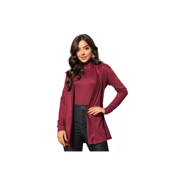 Cardigan E Blusa Regata Gola Alta Look Empresária Elegante