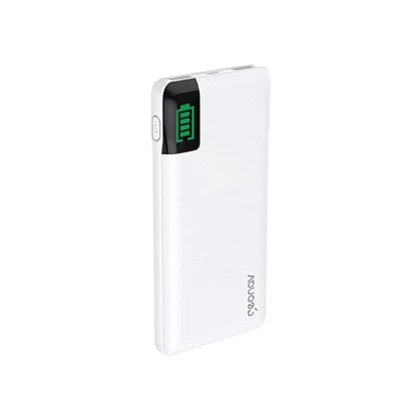 Geonav Power Bank, Carregador Portátil Universal 10.000mAh, 2 portas USB + 1 porta USB-C, Led Indicador de bateria, PB10KWT, Branco