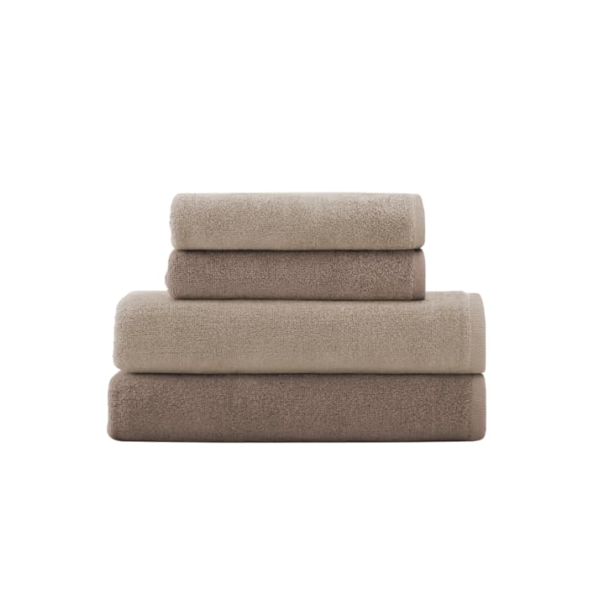 Decolab Jogo de Toalhas 100% Algodão Premium (Marrom e Bege, 4 Peças)