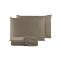 Jogo de Cama Lençol 400 Fios 3 Peças Ponto Palito Casa Dona (Queen, Capuccino)