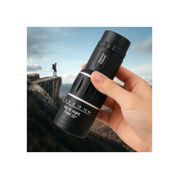 Monóculo de alta potência 12 x 52 - Prisma HD BAK4 impermeável para homens e mulheres, caça, caminhadas, viagens (preto)